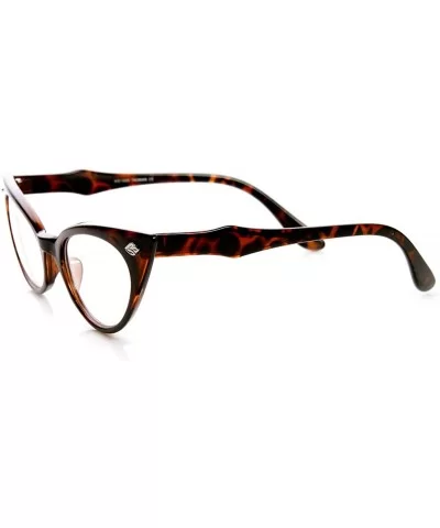 Womens Fashion 60's Era Leaf Accent Clear Lens Cat Eye Glasses (Tortoise) - C411MV627XB $6.07 Cat Eye