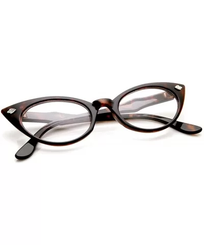 Womens Fashion 60's Era Leaf Accent Clear Lens Cat Eye Glasses (Tortoise) - C411MV627XB $6.07 Cat Eye