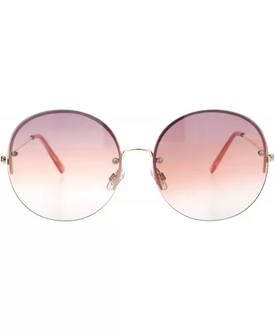 Round Circle Sunglasses Womens Half Metal Rim Oversized Fashion UV 400 - Gold (Mauve Grey) - CV19530Z5NX $9.58 Oversized