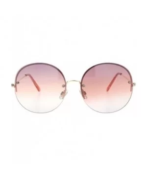 Round Circle Sunglasses Womens Half Metal Rim Oversized Fashion UV 400 - Gold (Mauve Grey) - CV19530Z5NX $9.58 Oversized