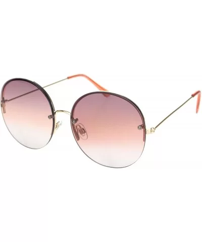 Round Circle Sunglasses Womens Half Metal Rim Oversized Fashion UV 400 - Gold (Mauve Grey) - CV19530Z5NX $9.58 Oversized