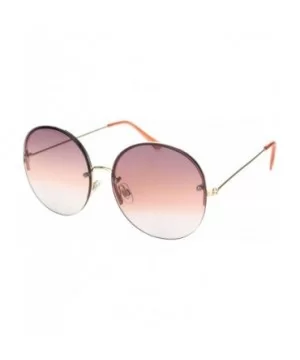 Round Circle Sunglasses Womens Half Metal Rim Oversized Fashion UV 400 - Gold (Mauve Grey) - CV19530Z5NX $9.58 Oversized