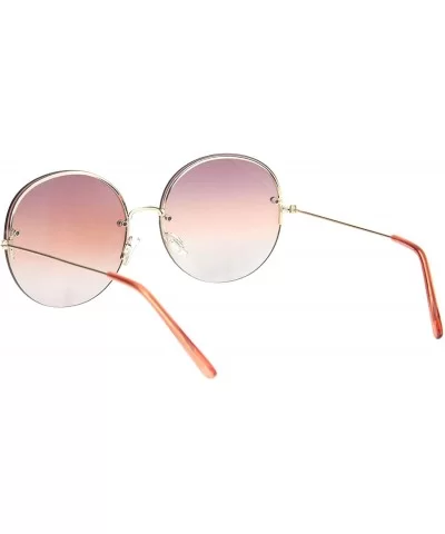 Round Circle Sunglasses Womens Half Metal Rim Oversized Fashion UV 400 - Gold (Mauve Grey) - CV19530Z5NX $9.58 Oversized