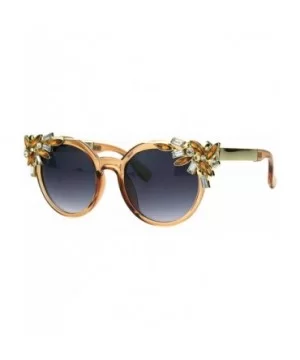 Fancy Rhinestones Fashion Womens Sunglasses Bling Metal Top UV 400 - Peach Gold Brown - C6186RNS9AZ $9.72 Butterfly