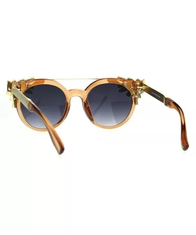 Fancy Rhinestones Fashion Womens Sunglasses Bling Metal Top UV 400 - Peach Gold Brown - C6186RNS9AZ $9.72 Butterfly