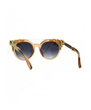 Fancy Rhinestones Fashion Womens Sunglasses Bling Metal Top UV 400 - Peach Gold Brown - C6186RNS9AZ $9.72 Butterfly