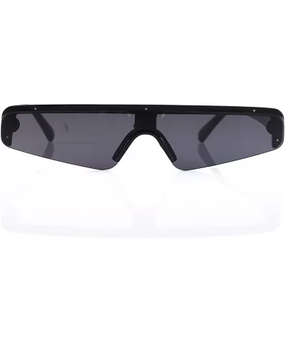 Sporty Nose Futuristic Triangular Mono Lens Shield Goggle A267 - Black Black - CR18R52MZS8 $7.74 Shield