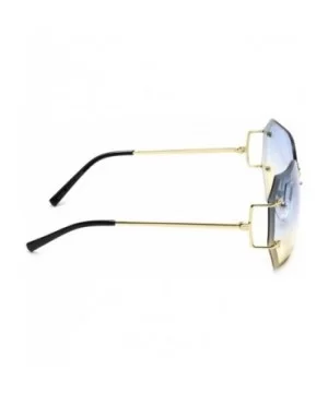 Women's Oversized Slim Metal Arms Rimless Beveled Colored Lens Square Sunglasses - Blue & Yellow - CW18EQ8D4T6 $7.53 Square