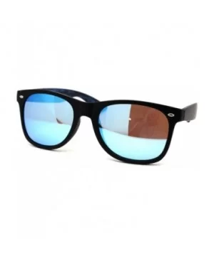 Retro Reflective Color Mirror Wood Grain Hipster Horn Rim Sunglasses - Black Blue Wood Blue Mirror - CA18ZWQ6MTA $6.89 Rectan...