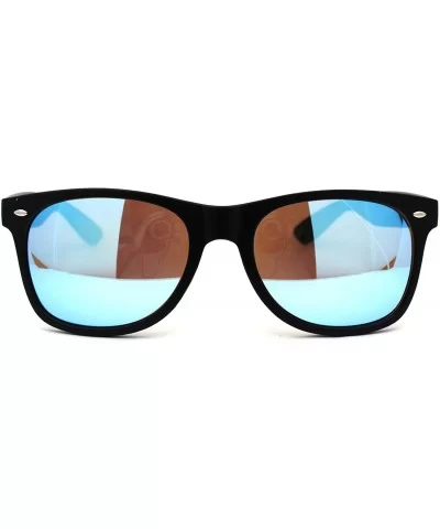 Retro Reflective Color Mirror Wood Grain Hipster Horn Rim Sunglasses - Black Blue Wood Blue Mirror - CA18ZWQ6MTA $6.89 Rectan...