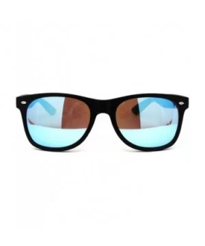 Retro Reflective Color Mirror Wood Grain Hipster Horn Rim Sunglasses - Black Blue Wood Blue Mirror - CA18ZWQ6MTA $6.89 Rectan...