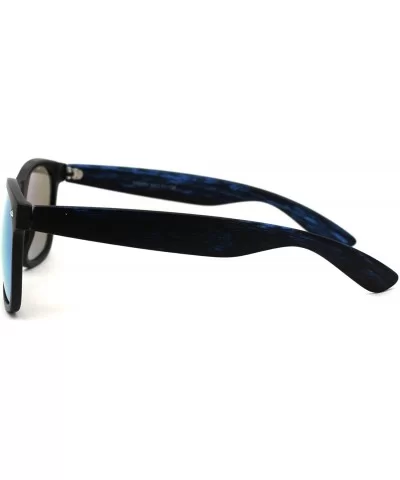 Retro Reflective Color Mirror Wood Grain Hipster Horn Rim Sunglasses - Black Blue Wood Blue Mirror - CA18ZWQ6MTA $6.89 Rectan...