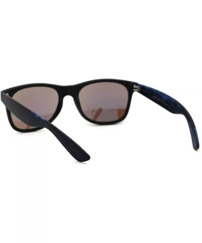 Retro Reflective Color Mirror Wood Grain Hipster Horn Rim Sunglasses - Black Blue Wood Blue Mirror - CA18ZWQ6MTA $6.89 Rectan...