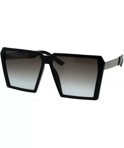 Womens Squared Oversize Plastic Futuristic Rectangular Racer Sunglasses - Black Silver Smoke - CU18EHOWN8X $9.68 Rectangular