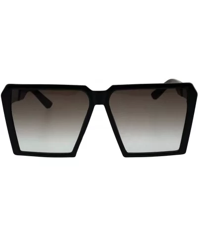 Womens Squared Oversize Plastic Futuristic Rectangular Racer Sunglasses - Black Silver Smoke - CU18EHOWN8X $9.68 Rectangular