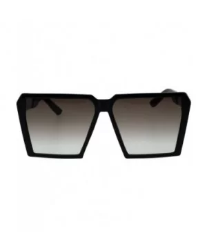 Womens Squared Oversize Plastic Futuristic Rectangular Racer Sunglasses - Black Silver Smoke - CU18EHOWN8X $9.68 Rectangular