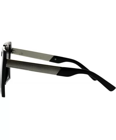 Womens Squared Oversize Plastic Futuristic Rectangular Racer Sunglasses - Black Silver Smoke - CU18EHOWN8X $9.68 Rectangular