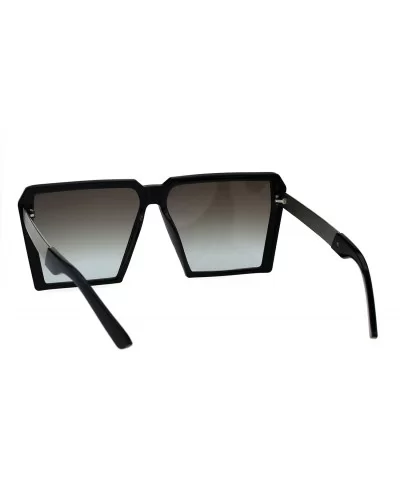 Womens Squared Oversize Plastic Futuristic Rectangular Racer Sunglasses - Black Silver Smoke - CU18EHOWN8X $9.68 Rectangular