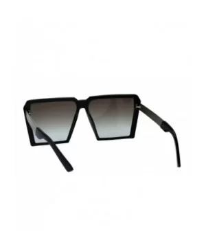 Womens Squared Oversize Plastic Futuristic Rectangular Racer Sunglasses - Black Silver Smoke - CU18EHOWN8X $9.68 Rectangular