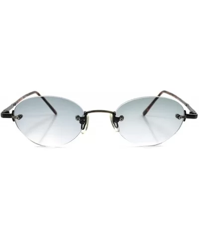 Classic Vintage 60s 70s Mens Womens Rimless Oval Sunglasses - Bronze - CA18934TKH7 $15.10 Oval