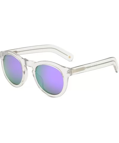 Round Retro Vinatge for Women GAIA - C7 Transparent Frame/Purple Lenses - CS18S9UYSGU $24.93 Round