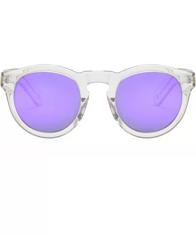 Round Retro Vinatge for Women GAIA - C7 Transparent Frame/Purple Lenses - CS18S9UYSGU $24.93 Round