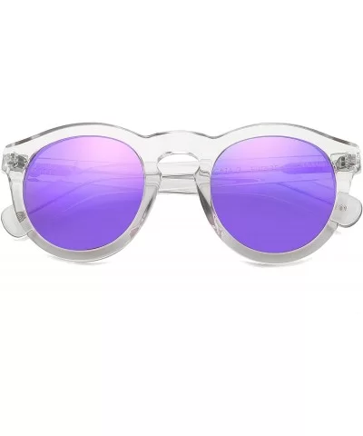 Round Retro Vinatge for Women GAIA - C7 Transparent Frame/Purple Lenses - CS18S9UYSGU $24.93 Round