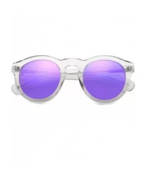 Round Retro Vinatge for Women GAIA - C7 Transparent Frame/Purple Lenses - CS18S9UYSGU $24.93 Round