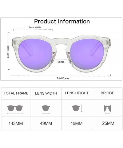 Round Retro Vinatge for Women GAIA - C7 Transparent Frame/Purple Lenses - CS18S9UYSGU $24.93 Round