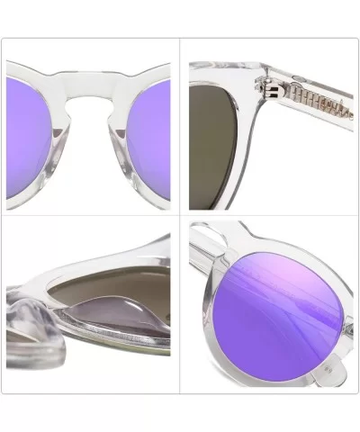 Round Retro Vinatge for Women GAIA - C7 Transparent Frame/Purple Lenses - CS18S9UYSGU $24.93 Round