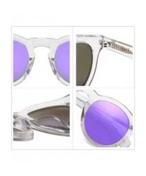 Round Retro Vinatge for Women GAIA - C7 Transparent Frame/Purple Lenses - CS18S9UYSGU $24.93 Round