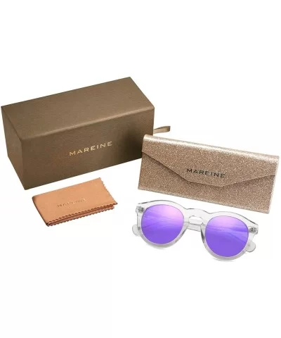 Round Retro Vinatge for Women GAIA - C7 Transparent Frame/Purple Lenses - CS18S9UYSGU $24.93 Round