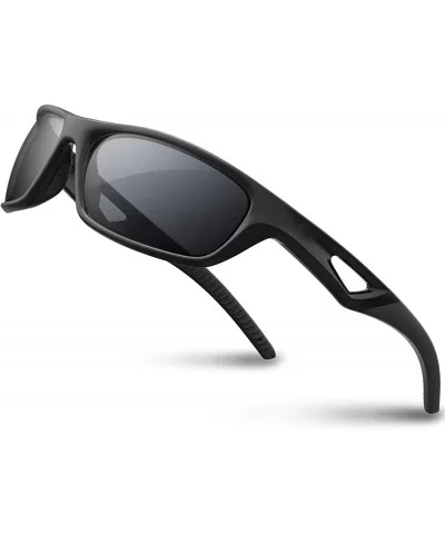 Polarized Sports Sunglasses Driving shades For Men TR90 Unbreakable Frame RB831 - Full Black - CK18TLTUC24 $19.80 Sport