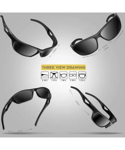 Polarized Sports Sunglasses Driving shades For Men TR90 Unbreakable Frame RB831 - Full Black - CK18TLTUC24 $19.80 Sport