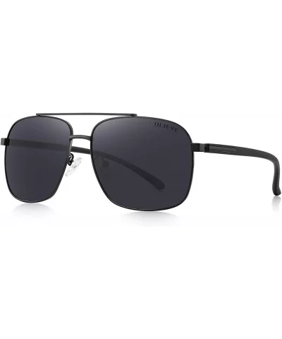 Men HD Polarized Driving Sunglasses for Men-Classic Square Sunglasses - Black - CH18MH5XL55 $15.49 Rectangular