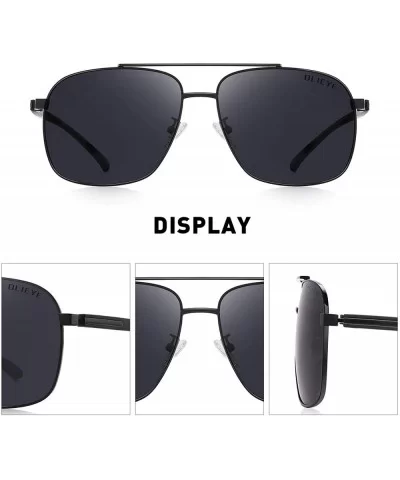 Men HD Polarized Driving Sunglasses for Men-Classic Square Sunglasses - Black - CH18MH5XL55 $15.49 Rectangular