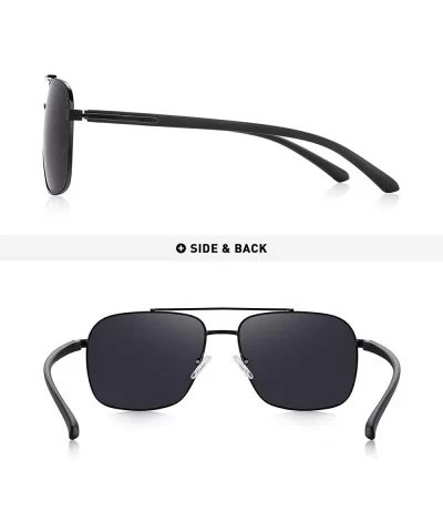 Men HD Polarized Driving Sunglasses for Men-Classic Square Sunglasses - Black - CH18MH5XL55 $15.49 Rectangular