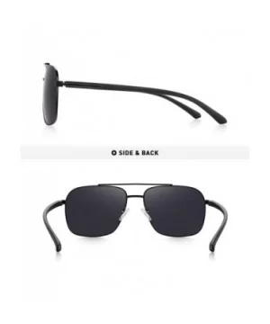 Men HD Polarized Driving Sunglasses for Men-Classic Square Sunglasses - Black - CH18MH5XL55 $15.49 Rectangular