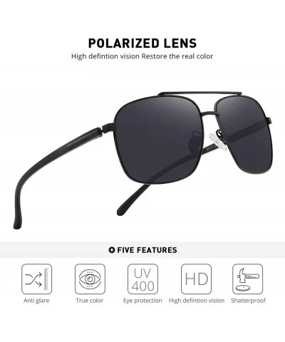 Men HD Polarized Driving Sunglasses for Men-Classic Square Sunglasses - Black - CH18MH5XL55 $15.49 Rectangular