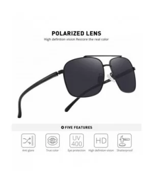 Men HD Polarized Driving Sunglasses for Men-Classic Square Sunglasses - Black - CH18MH5XL55 $15.49 Rectangular