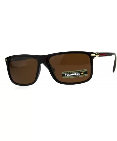 Polarized Antiglare Mens Luxury Designer Fashion Mod Sunglasses - Brown - CQ18C54TOOH $8.94 Rectangular