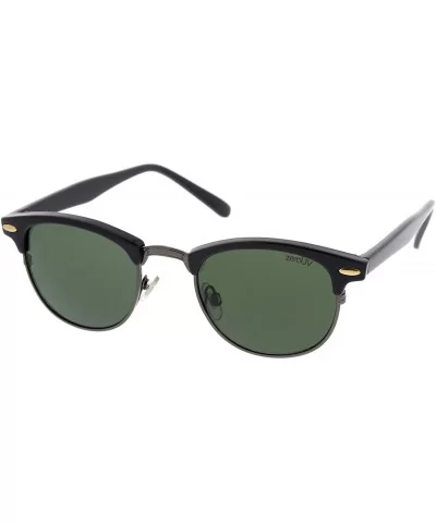 Classic Horn Rimmed Neutral Colored Lens Semi-Rimless Sunglasses 49mm - Black-gunmetal / Green - CB12NT15WVL $6.23 Rimless