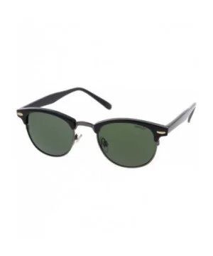 Classic Horn Rimmed Neutral Colored Lens Semi-Rimless Sunglasses 49mm - Black-gunmetal / Green - CB12NT15WVL $6.23 Rimless