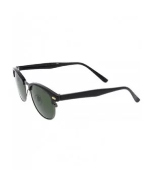 Classic Horn Rimmed Neutral Colored Lens Semi-Rimless Sunglasses 49mm - Black-gunmetal / Green - CB12NT15WVL $6.23 Rimless