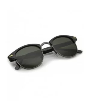 Classic Horn Rimmed Neutral Colored Lens Semi-Rimless Sunglasses 49mm - Black-gunmetal / Green - CB12NT15WVL $6.23 Rimless