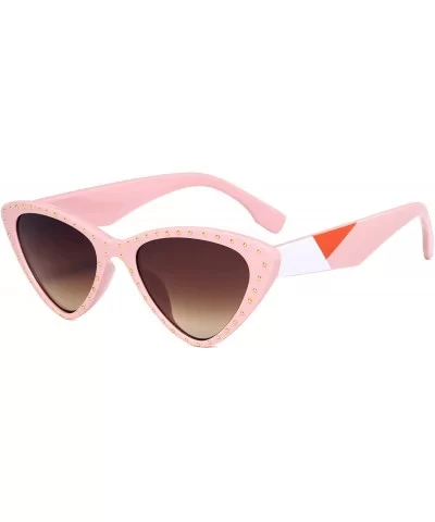 Retro Vintage Narrow Cateye Sunglasses for Women Clout Goggles Plastic Frame - 2pack-pink/White - CM18OKDWIGS $5.93 Oversized