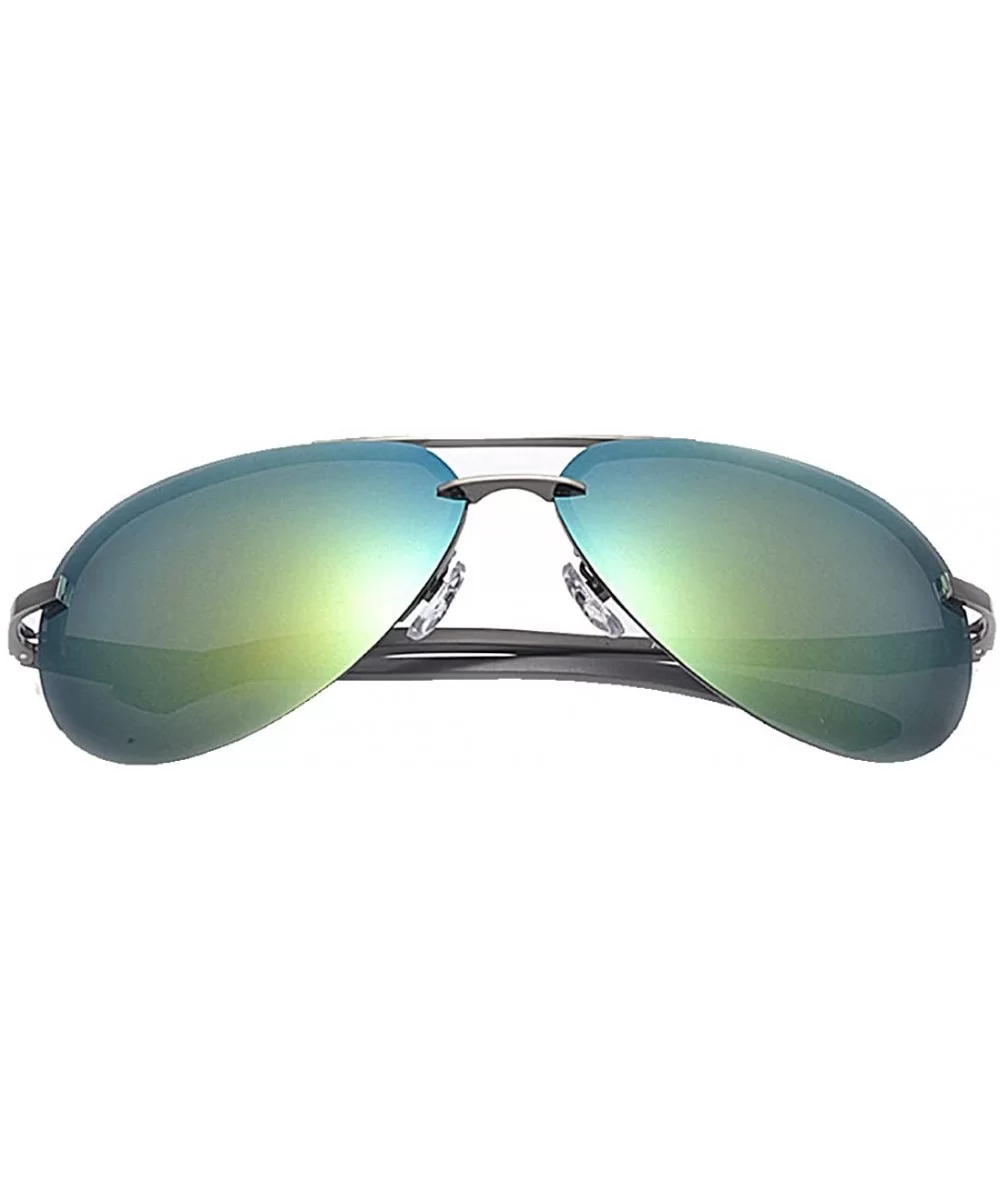 Men's Polarized Aviator Sunglasses Metal Frame Sunglasses For Sports Driving Cycling Running Fishing - Yellow - C918E470NW2 $...