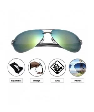 Men's Polarized Aviator Sunglasses Metal Frame Sunglasses For Sports Driving Cycling Running Fishing - Yellow - C918E470NW2 $...