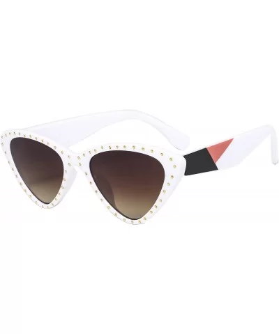 Retro Vintage Narrow Cateye Sunglasses for Women Clout Goggles Plastic Frame - 2pack-pink/White - CM18OKDWIGS $5.93 Oversized