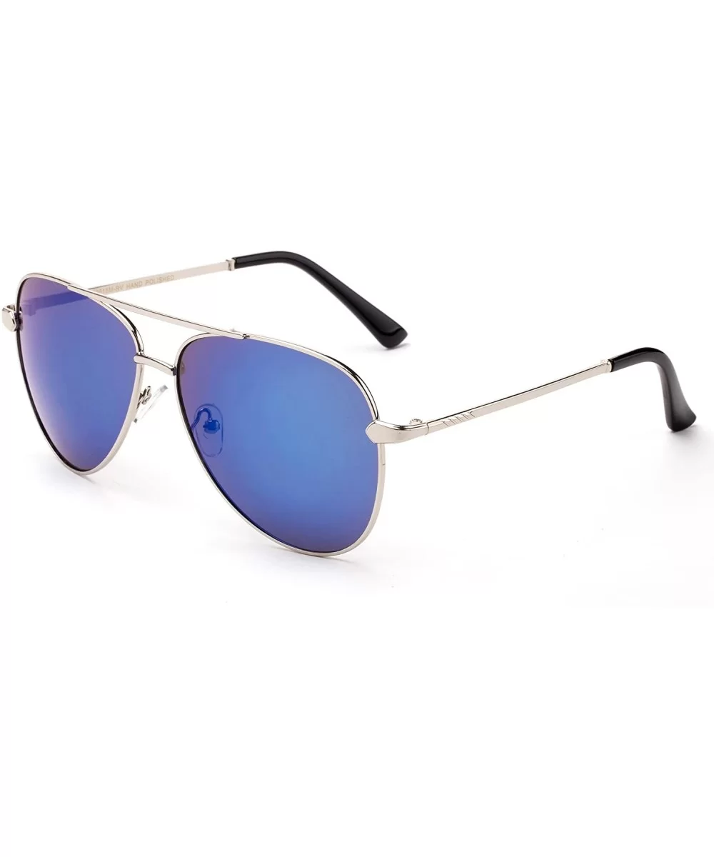 Yucca" - Oversized Fashion Sunglasses in Aviator Design for Men and Women - Silver/Blue - CI12MCS6PNF $9.22 Oversized